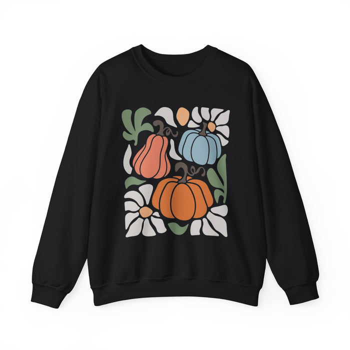 70s Flower Pumpkin Fall Sweatshirt