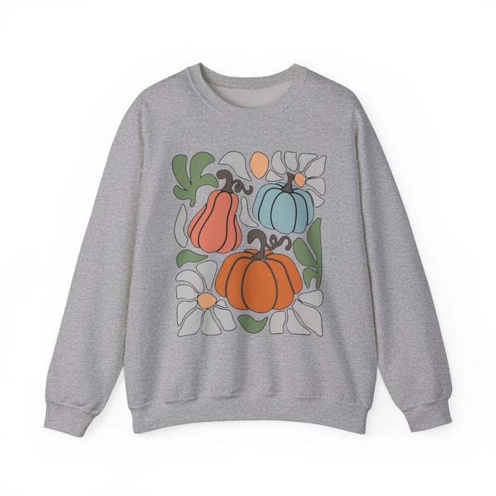 70s Flower Pumpkin Fall Sweatshirt