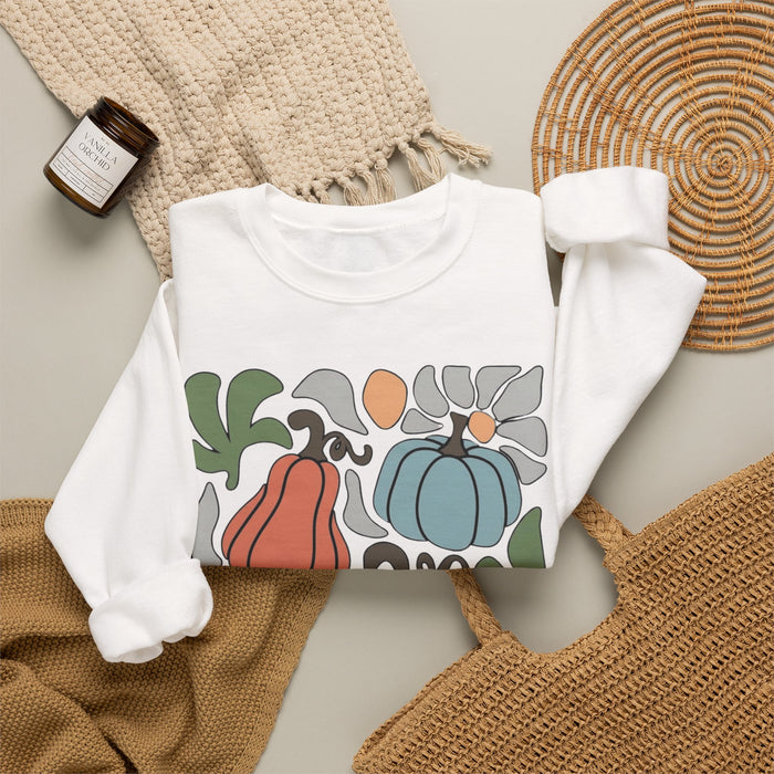 70s Flower Pumpkin Fall Sweatshirt