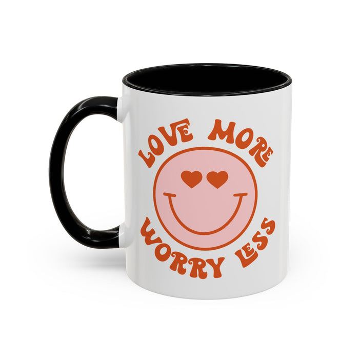 Love More Worry Less ceramic coffee mug in Black