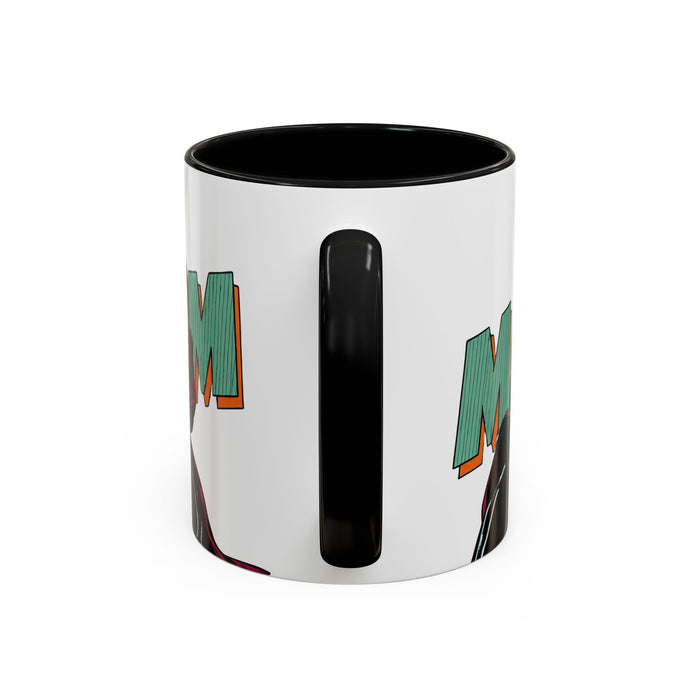 Super Mom Accent Coffee Mug — Retro Superhero Mom Design (11/15 oz)