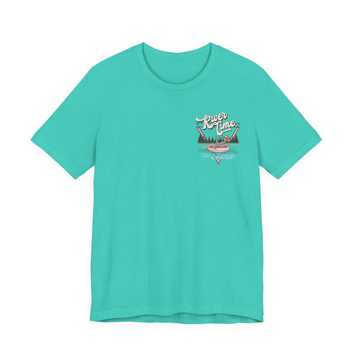 River Time Skeleton Pocket Print T-Shirt