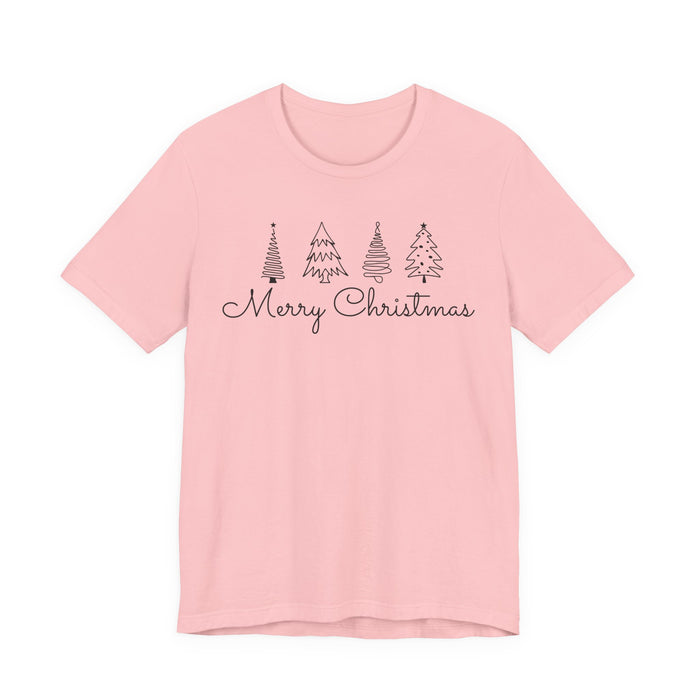 Merry Christmas Cursive Simple Trees T-Shirt