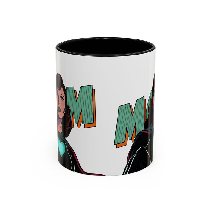 Super Mom Accent Coffee Mug — Retro Superhero Mom Design (11/15 oz)