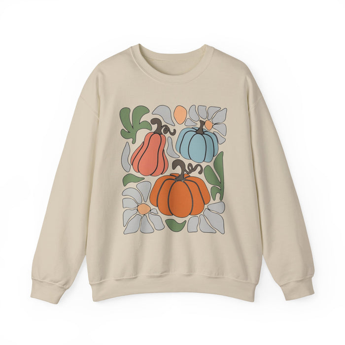 70s Flower Pumpkin Fall Sweatshirt