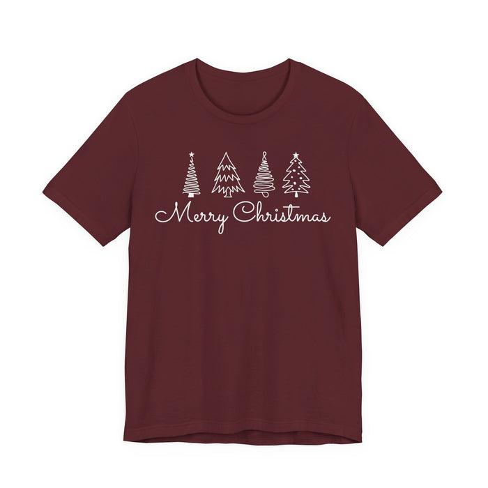 Merry Christmas Cursive Simple Trees T-Shirt