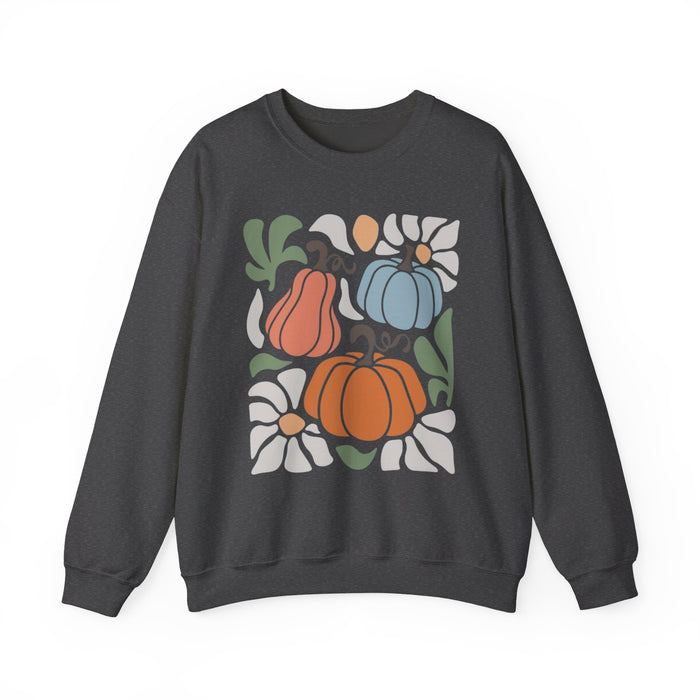 70s Flower Pumpkin Fall Sweatshirt