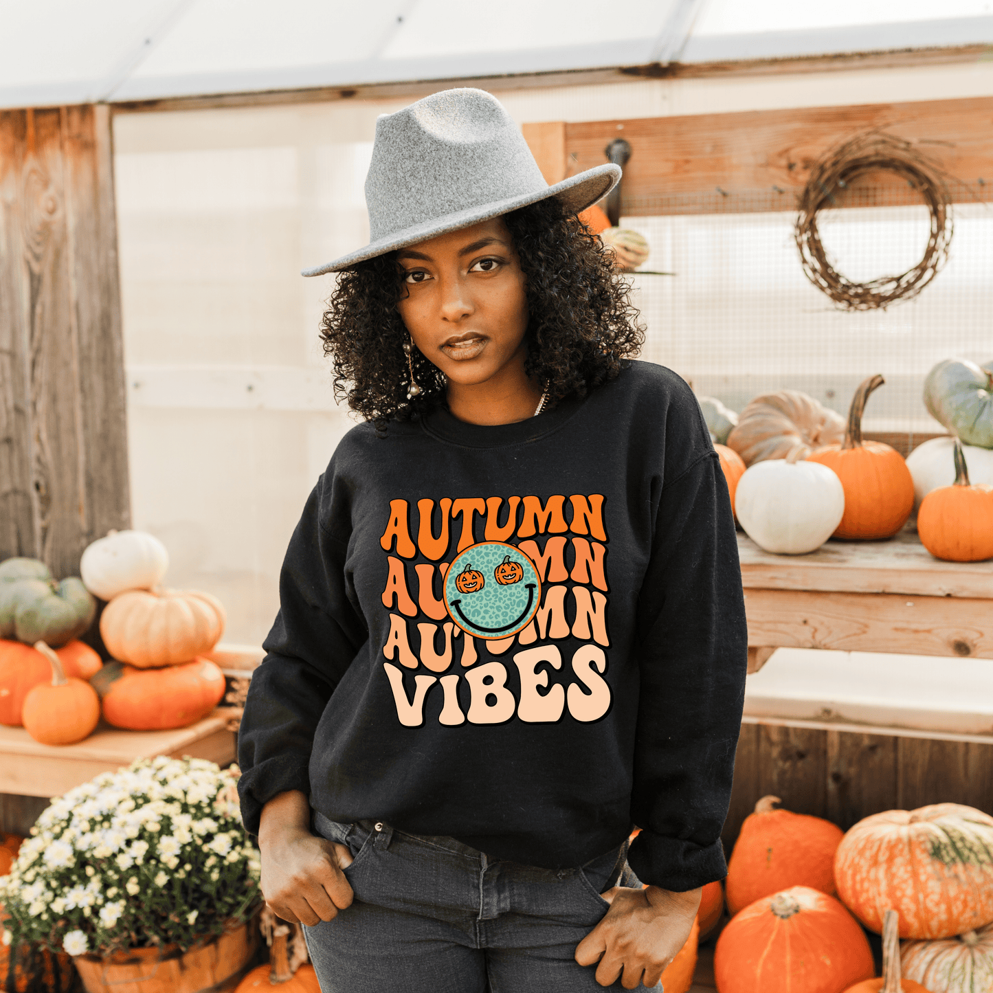 Autumn Vibes Smiley Face Sweatshirt