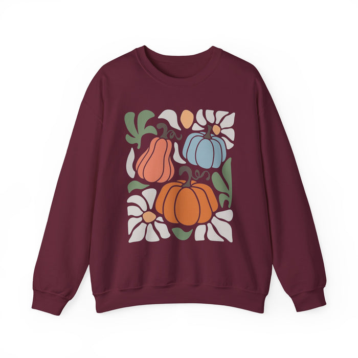 70s Flower Pumpkin Fall Sweatshirt