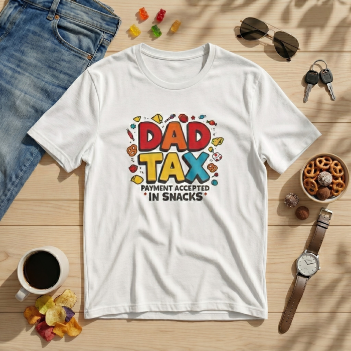 Dad Tax Payment Accepted In Snacks T-shirt — graphic t-shirt
