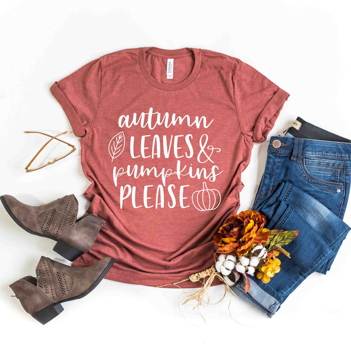 Autumn Leaves and Pumpkins Please T-Shirt