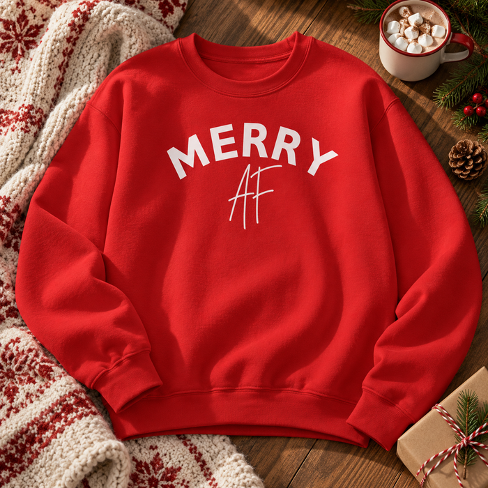 Merry AF Christmas Crew Neck Sweatshirt