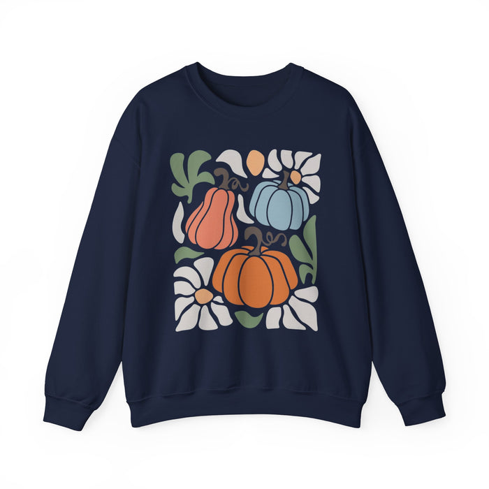 70s Flower Pumpkin Fall Sweatshirt