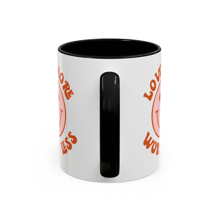 Love More Worry Less ceramic coffee mug, product photo 18
