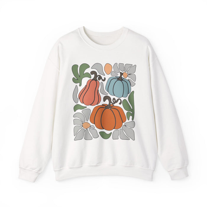 70s Flower Pumpkin Fall Sweatshirt