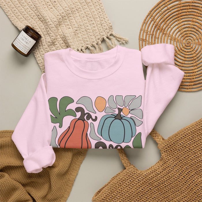 70s Flower Pumpkin Fall Sweatshirt
