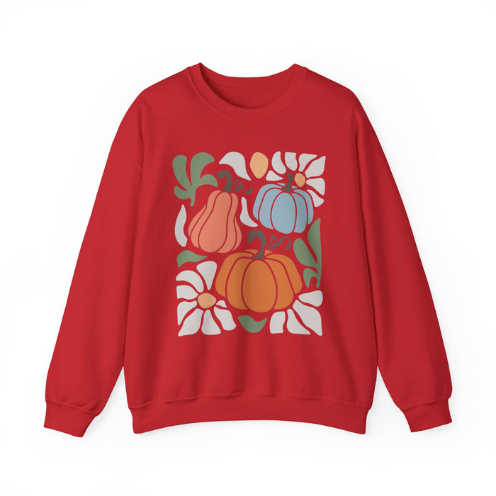 70s Flower Pumpkin Fall Sweatshirt