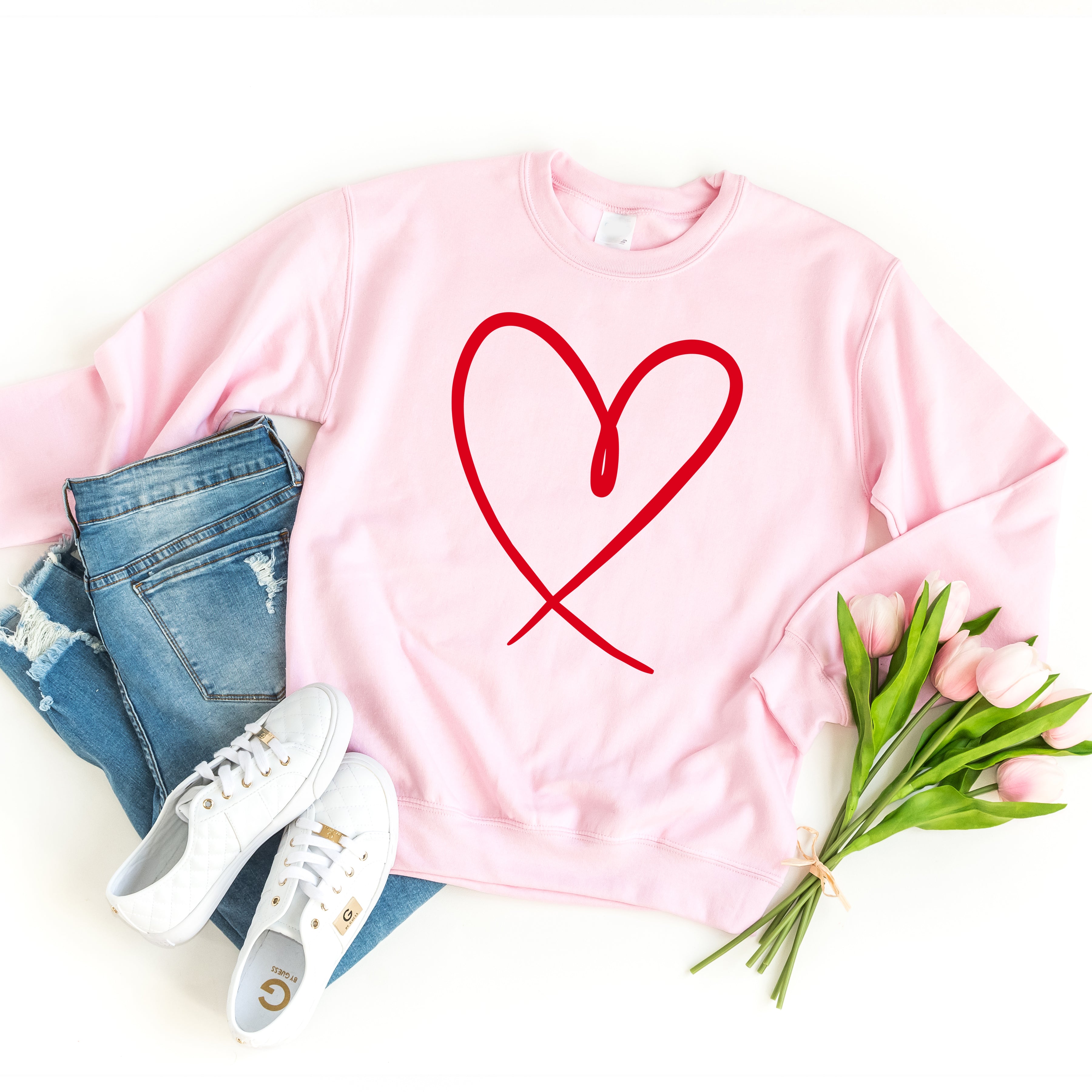 Pink heart clearance sweatshirt