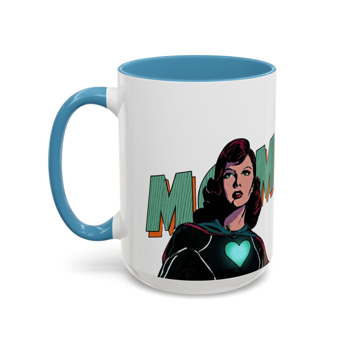 Super Mom Accent Coffee Mug — Retro Superhero Mom Design (11/15 oz)