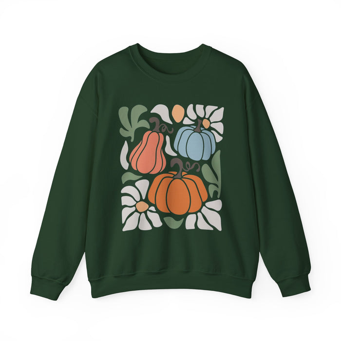 70s Flower Pumpkin Fall Sweatshirt