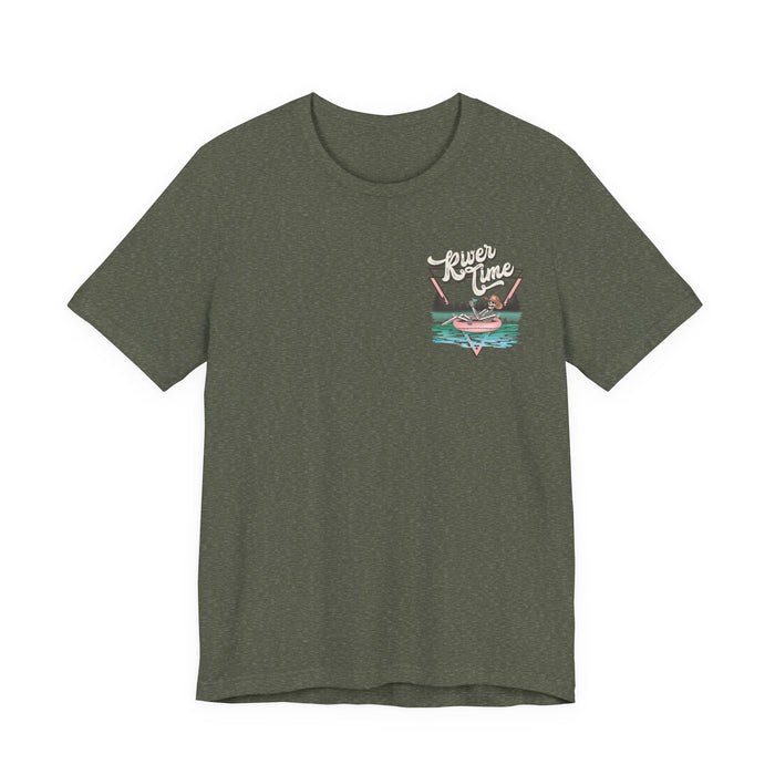 River Time Skeleton Pocket Print T-Shirt