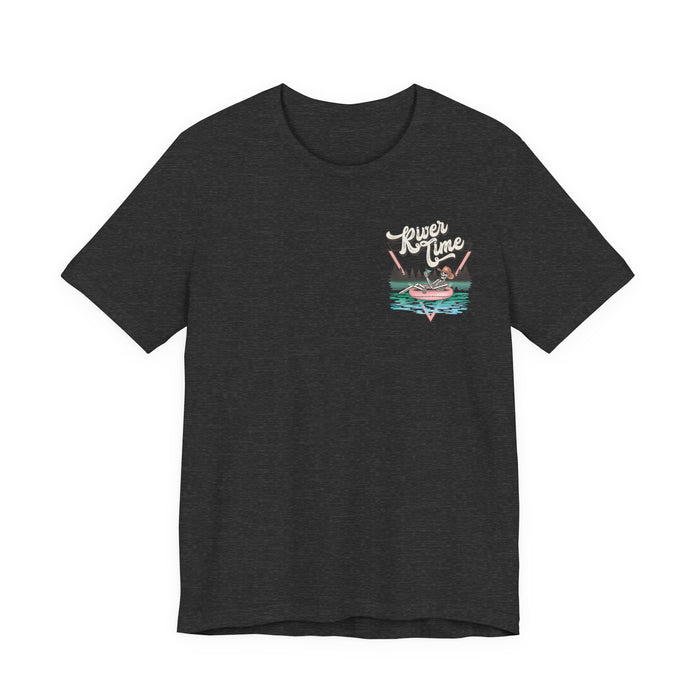 River Time Skeleton Pocket Print T-Shirt