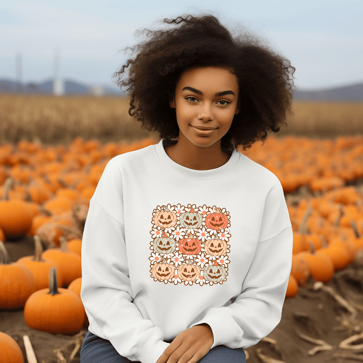 Flower Power Pumpkin Sweatshirt
