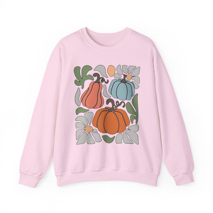 70s Flower Pumpkin Fall Sweatshirt