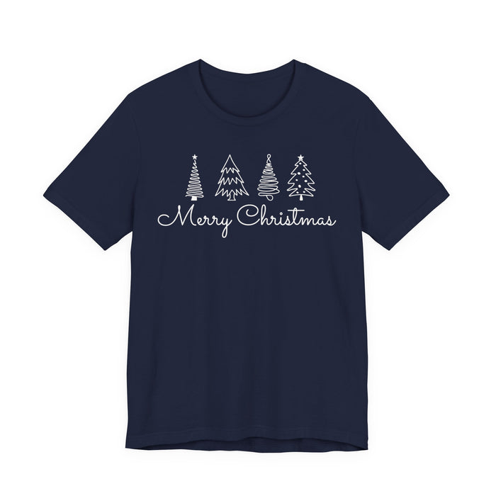 Merry Christmas Cursive Simple Trees T-Shirt