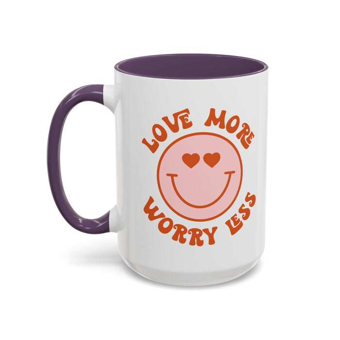 Love More Worry Less ceramic coffee mug, product photo 17