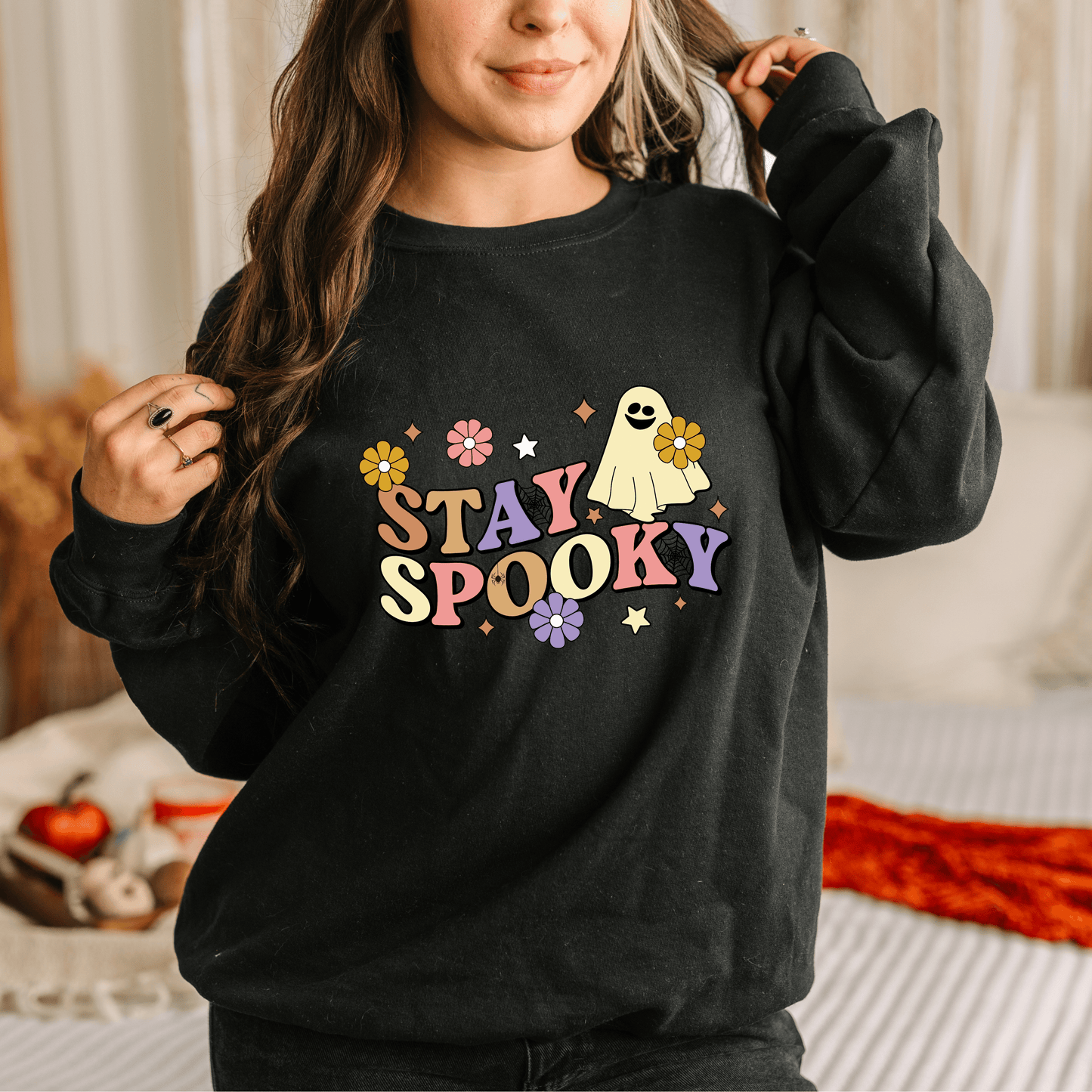 Stay Spooky Ghost 70s Colors Sweatshirt