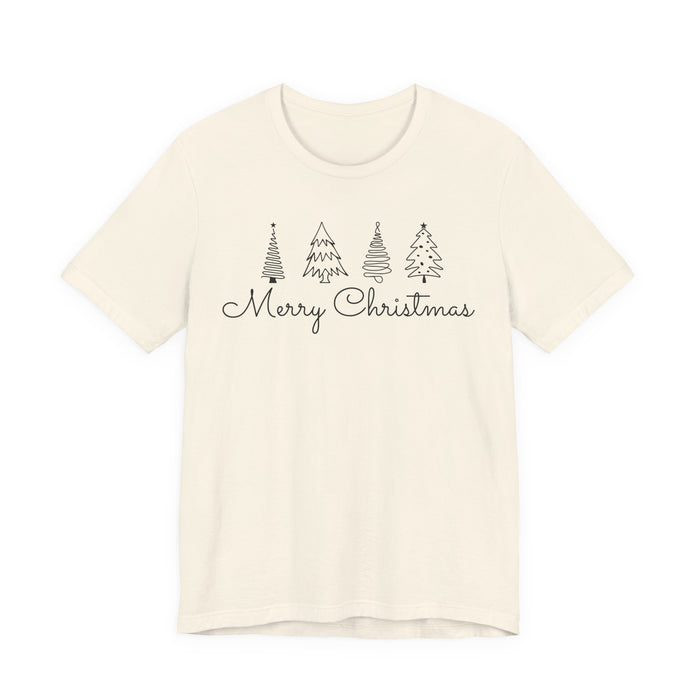 Merry Christmas Cursive Simple Trees T-Shirt