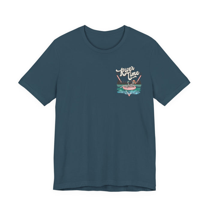 River Time Skeleton Pocket Print T-Shirt