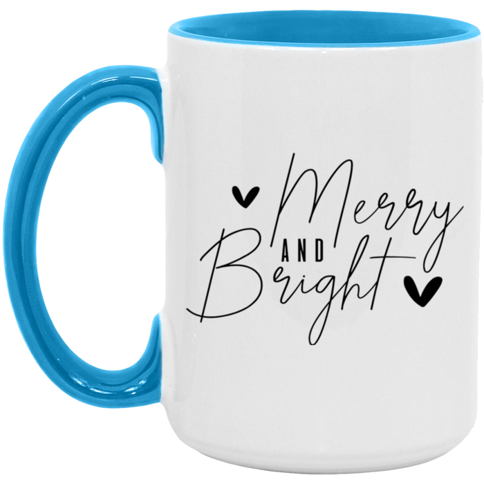 Merry And Bright Heart 15 oz Coffee Mug