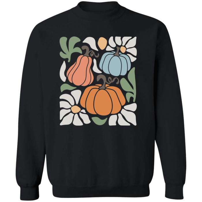 70s Flower Pumpkin Fall Sweatshirt