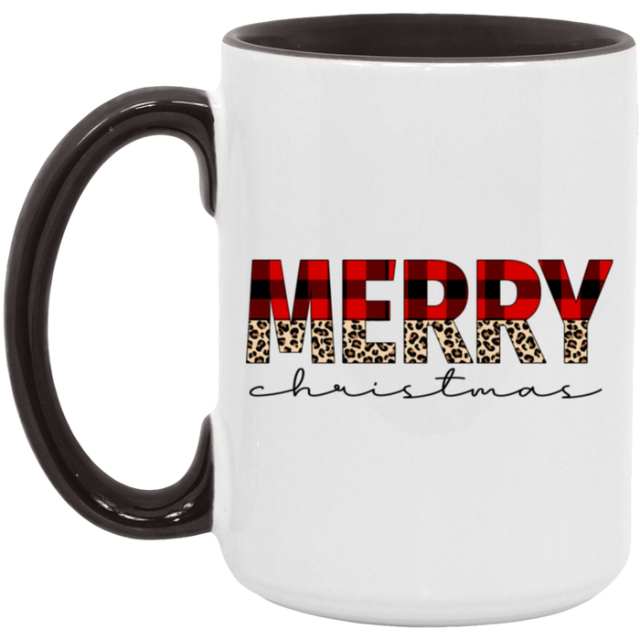 Flannel Cheetah Merry Christmas 15 oz Coffee Mug