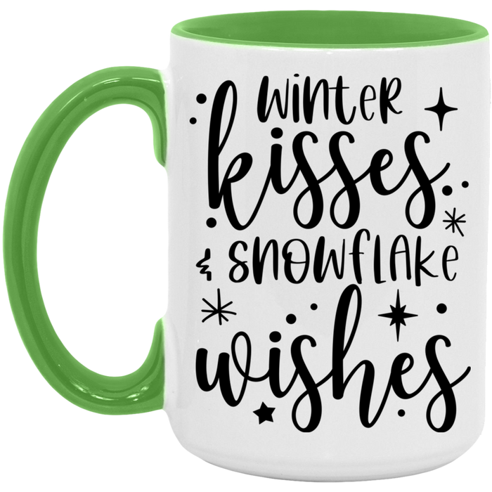 Winter Kisses & Snowflake Wishes 15 oz Coffee Mug