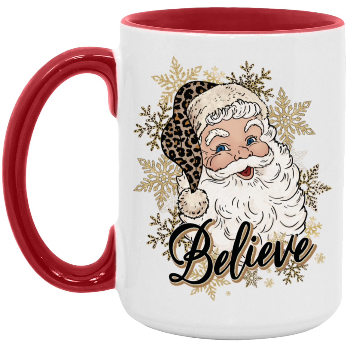 Believe Golden Santa Vintage 15 oz Coffee Mug