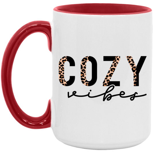 Cozy Vibes Leopard Elegant 15 oz Coffee Mug