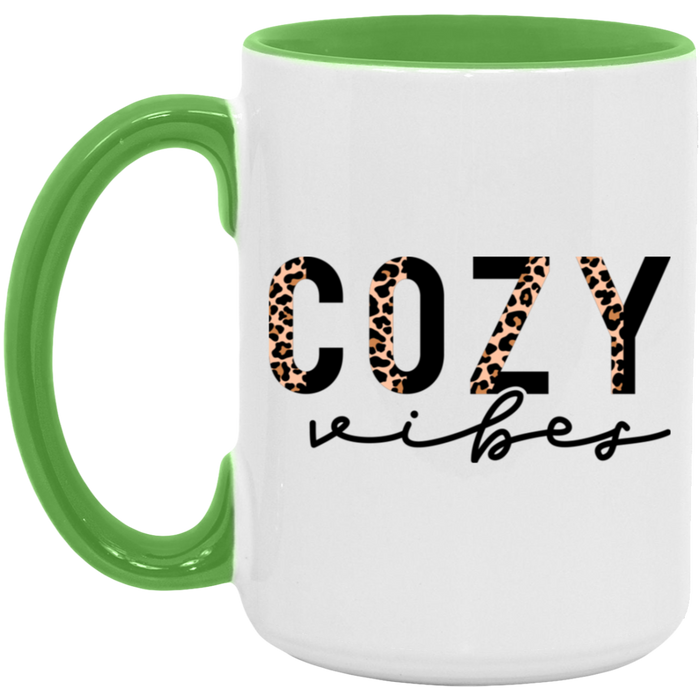 Cozy Vibes Leopard Elegant 15 oz Coffee Mug