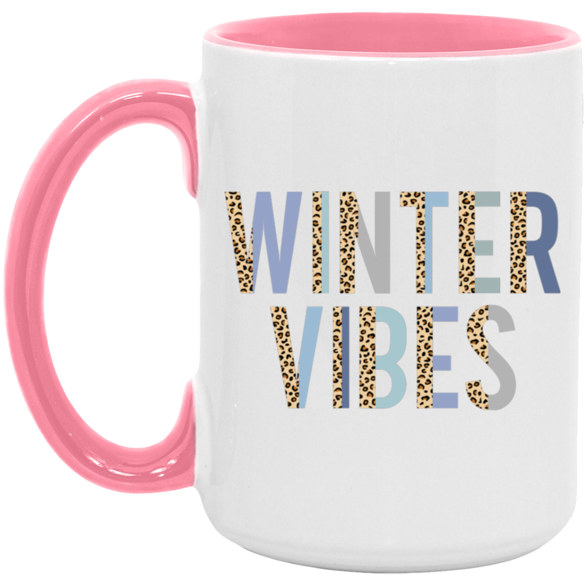 Winter Vibes Leopard Blues 15 oz Coffee Mug