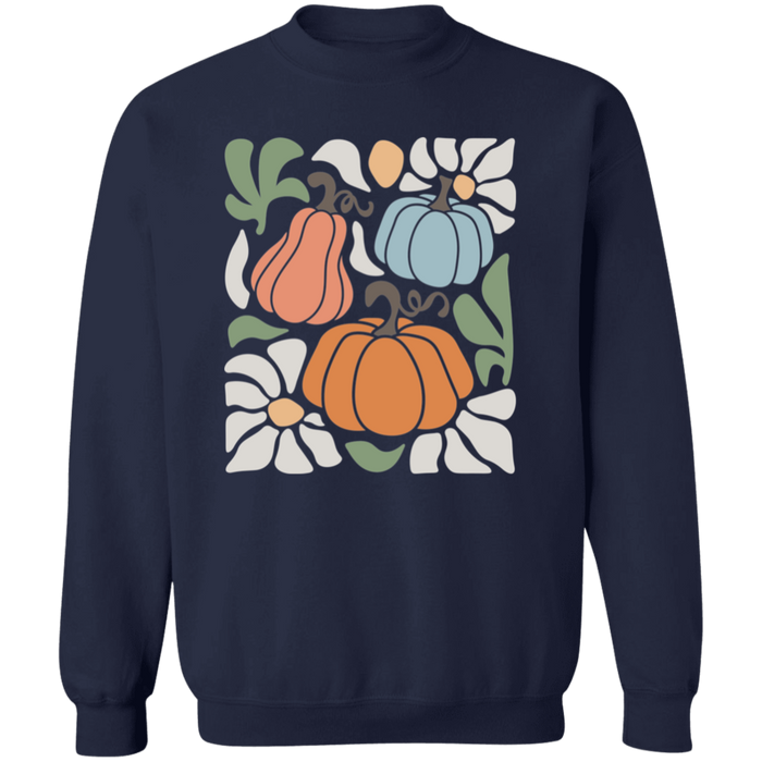 70s Flower Pumpkin Fall Sweatshirt