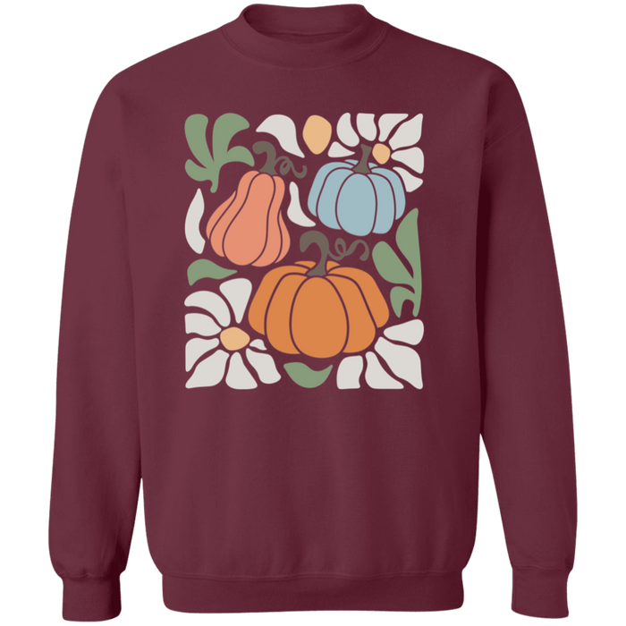 70s Flower Pumpkin Fall Sweatshirt