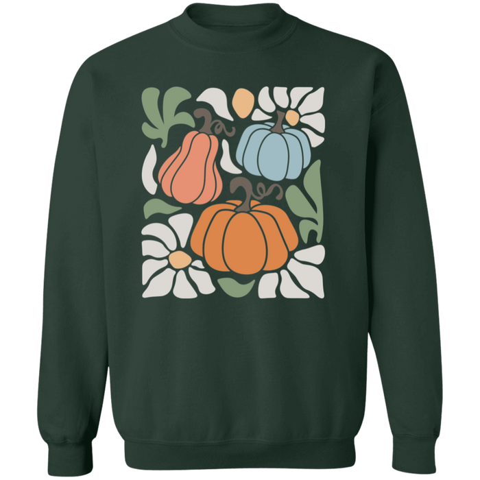 70s Flower Pumpkin Fall Sweatshirt