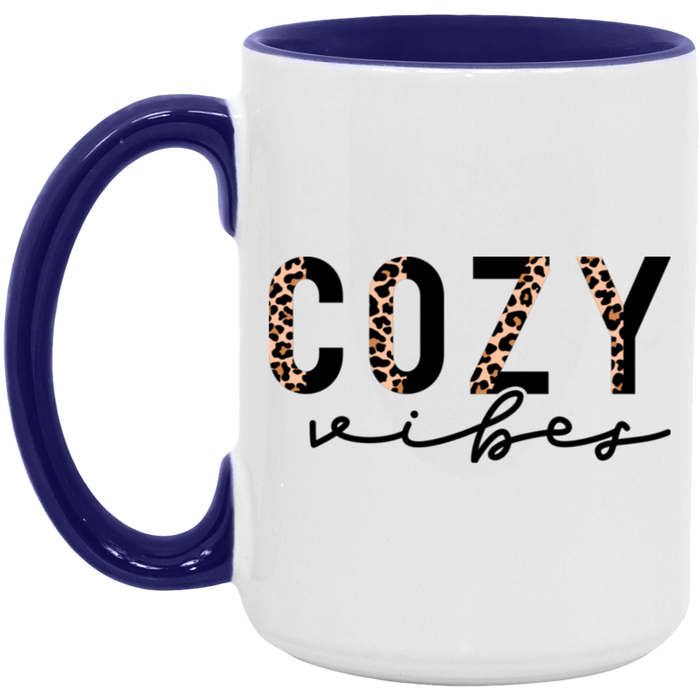 Cozy Vibes Leopard Elegant 15 oz Coffee Mug