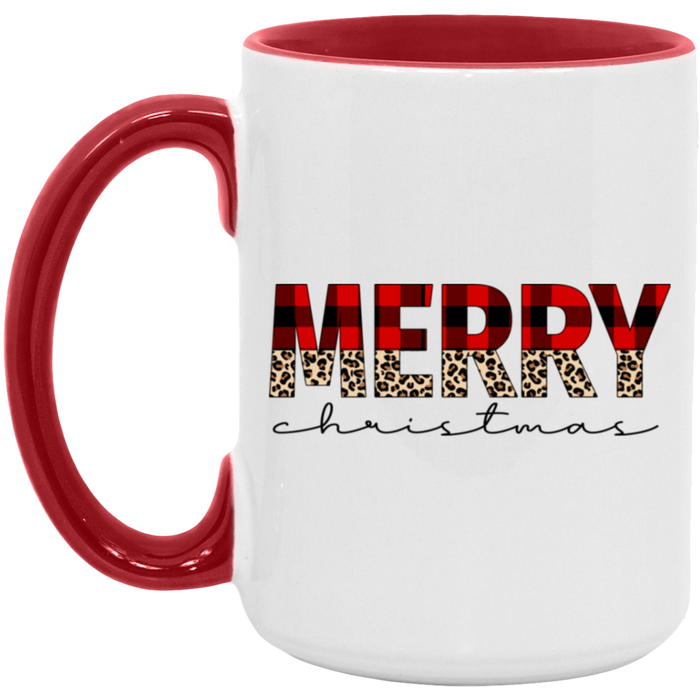 Flannel Cheetah Merry Christmas 15 oz Coffee Mug