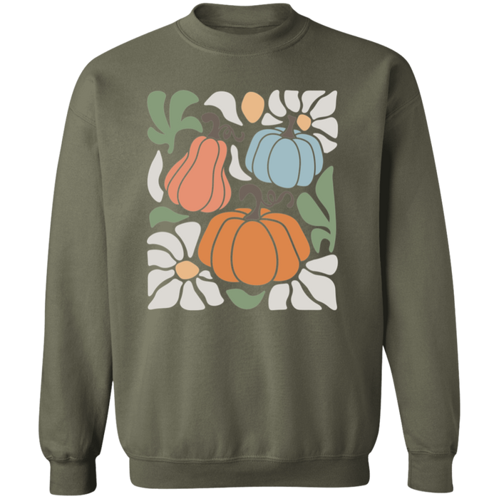 70s Flower Pumpkin Fall Sweatshirt