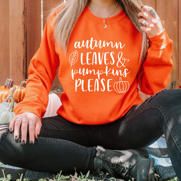 Autumn Leaves and Pumpkins Please Sweatshirt