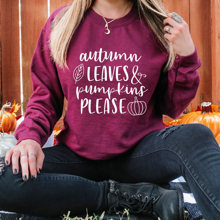 Autumn Leaves and Pumpkins Please Sweatshirt