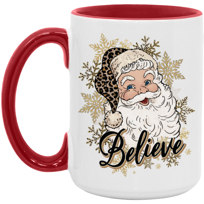 Believe Golden Santa Vintage 15 oz Coffee Mug